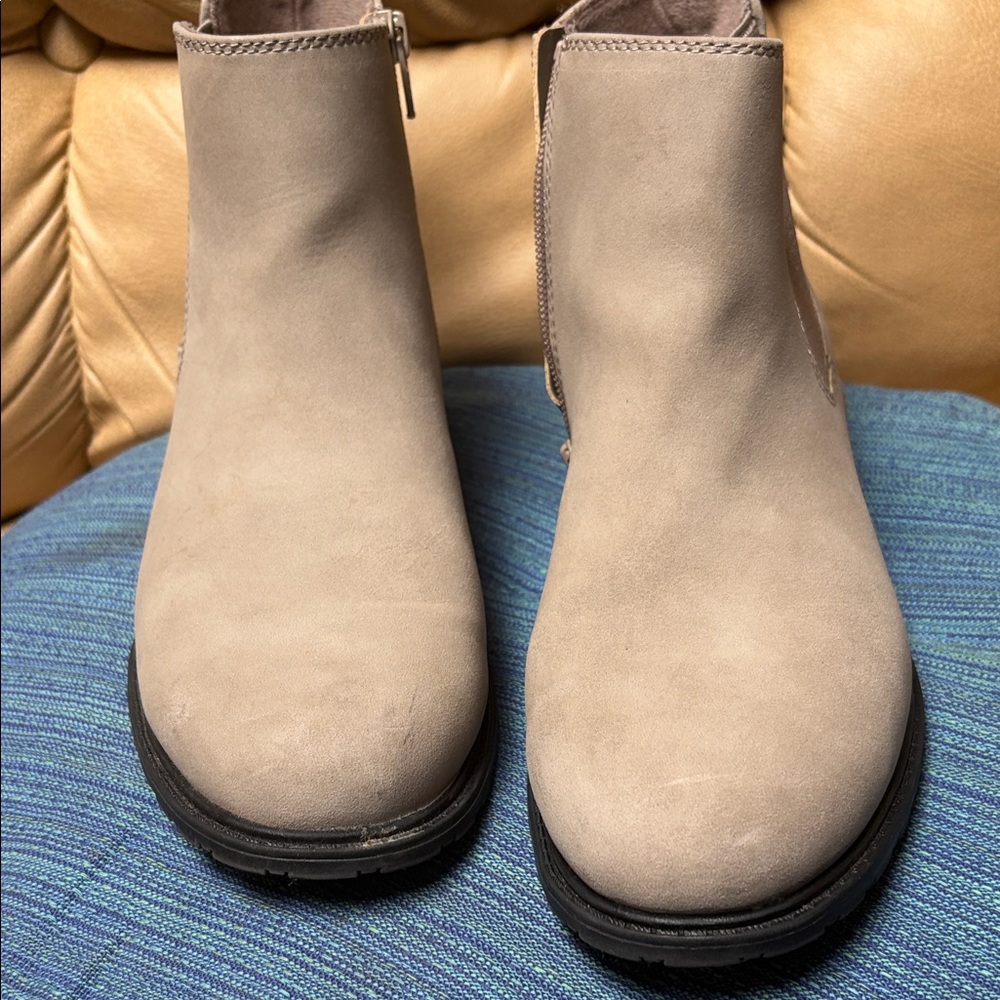 White Mountain Taupe Suede-Look Ankle Booties with Side Zip